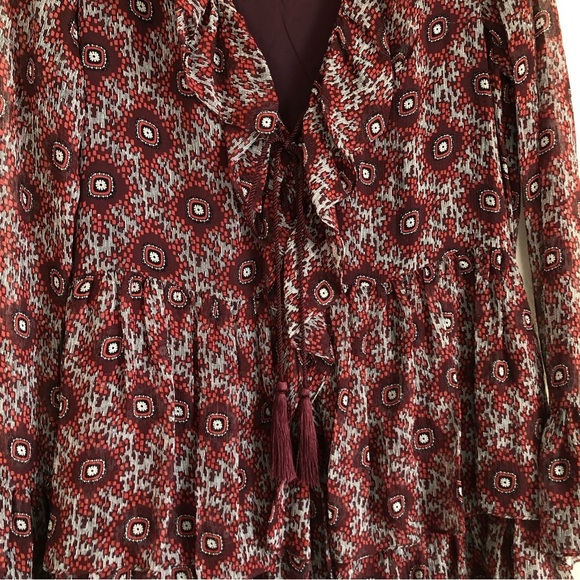 100% Silk Cinq á Sept Jasmine Floral Ruffle Fringe Dress - Picture 8 of 14